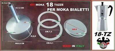 KIT IMBUTO 18 TAZZE + FILTRO + 2 GUARNIZIONE x CAFFETTIERA MOKA BIALETTI 9 2025