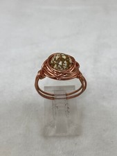 Handmade Copper Wire Wrap Agate Bead Ring Size 7 225