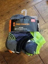 Boys FREE COUNTRY Sz S 7-10 10 Pr. No Show Socks NWT