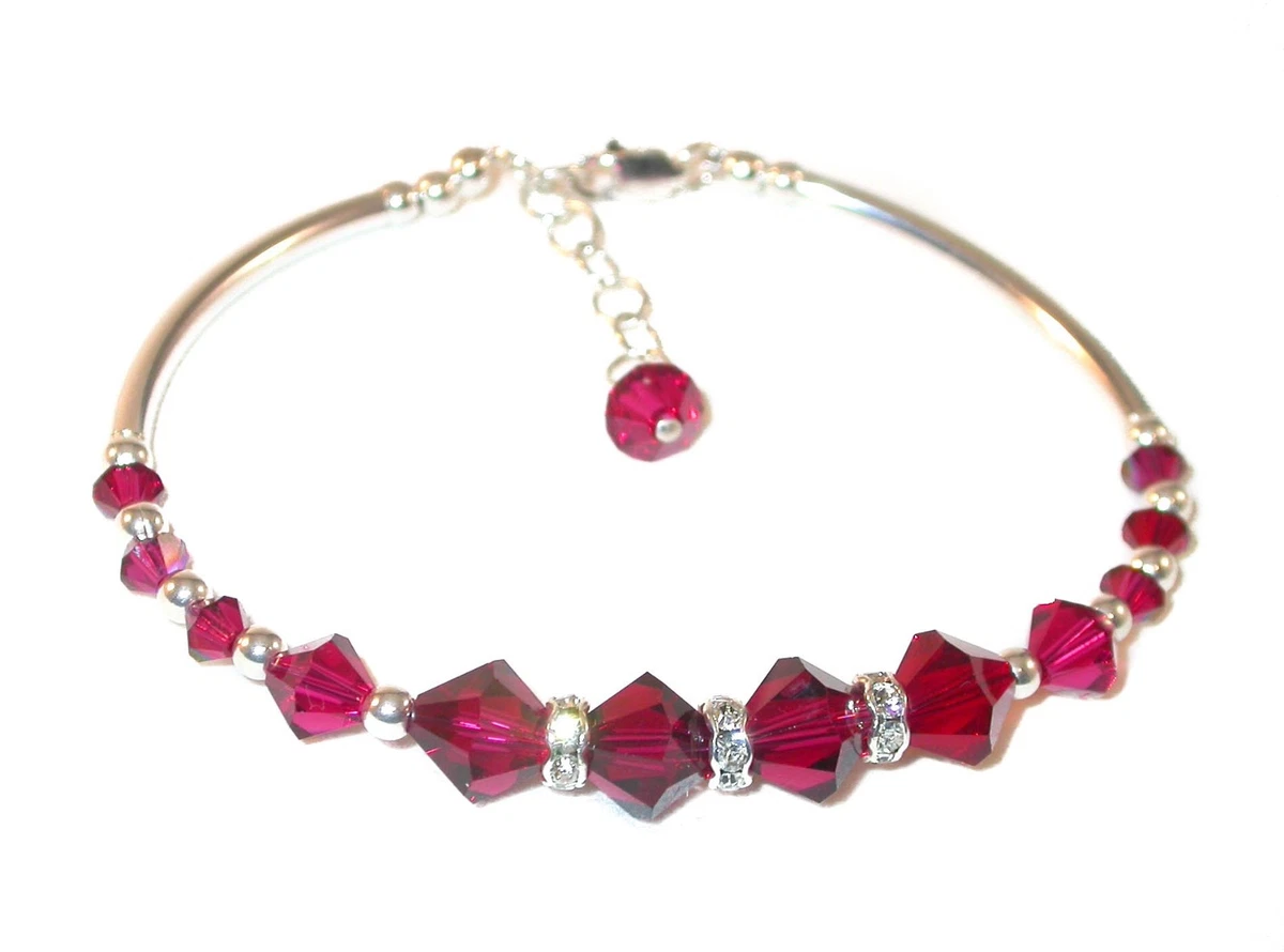 Sterling Silver Rosary Bracelet Created with 8mm Red Swarovski Crystal –  The Catholic Shop