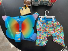 NWT "L" Rainbow W/ WINGS  Dog Harness by PRIDE "YOU ARE LOVED" W/ SHORTS & CROWN