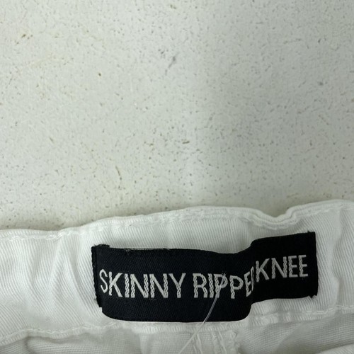 PEACOCKS WHITE SKINNY RIPPED JEANS HIGH WAIST STRETCH DENIM Y2K UK 4 - 第 4/4 張圖片