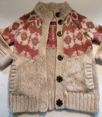 Girls The Eagle Eye Ski Lodge Cardigan Pockets & Snaps Size M 5-6