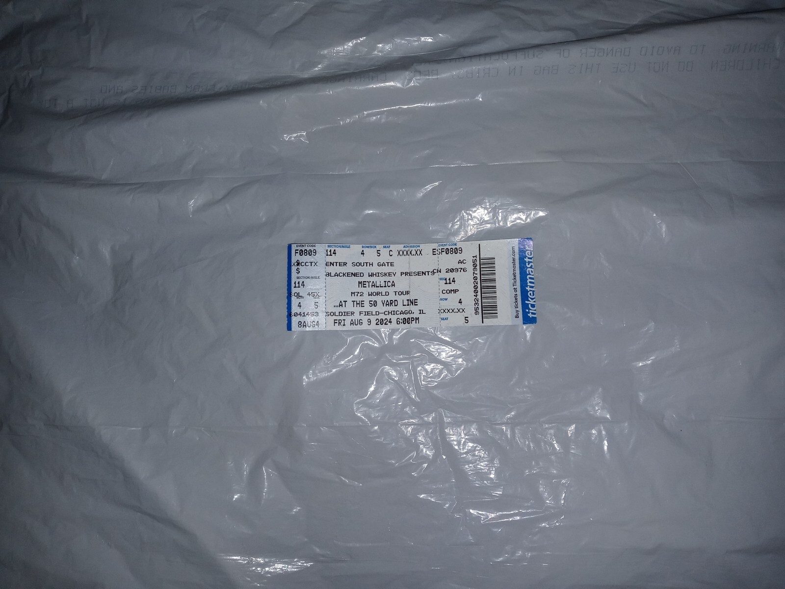 METALLICA PANTERA 8/9/24 Chicago Soldier Field 2024 M72 Tour RaRe Concert Ticket