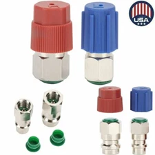 Car A/C R-12 to R-134a Retrofit Conversion Adapter Kit with 7/16 3/8 Valves USA