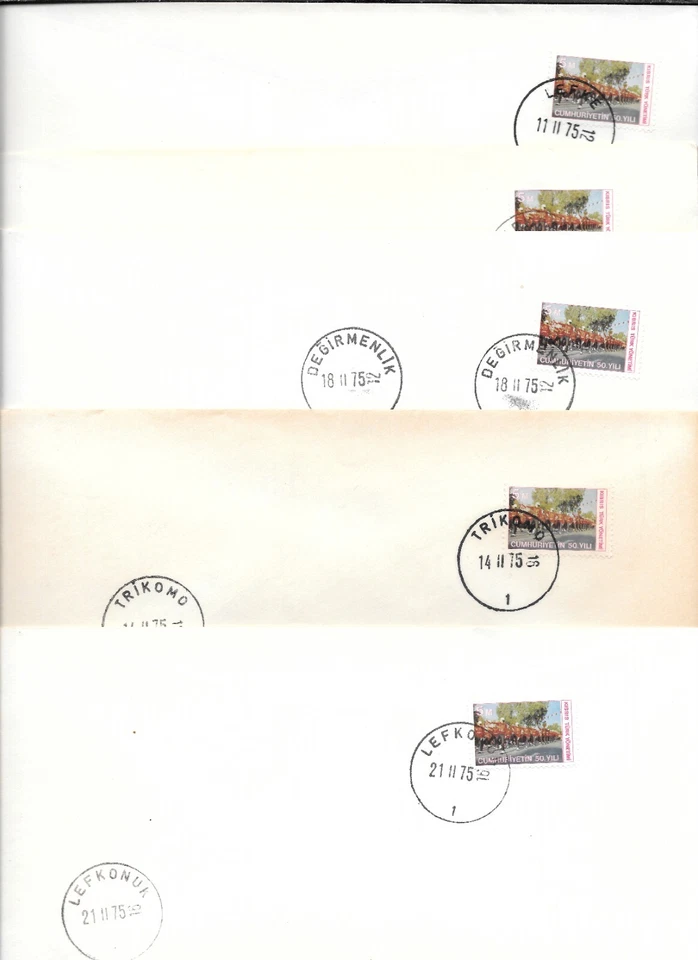 Chipre N 1975 primeros matasellos 8 diferentes RARO en letra grande (220X110 mm) Foto 2 de 3