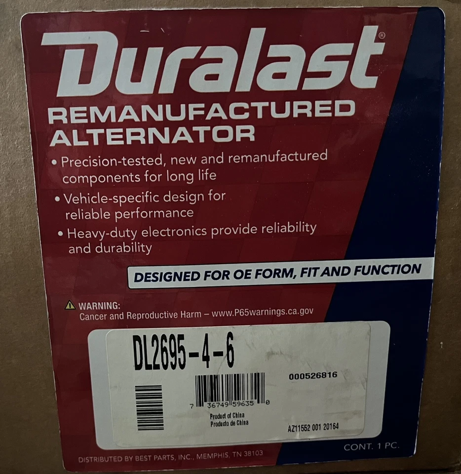 Alternador DURALAST de AutoZone Dl2695-4-6 para Ford Fusion 2013 2,0 L-L4  Foto 3 de 4