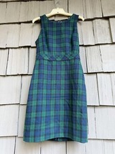 New J Crew Wool Blend Green Navy Plaid Dress Size 2
