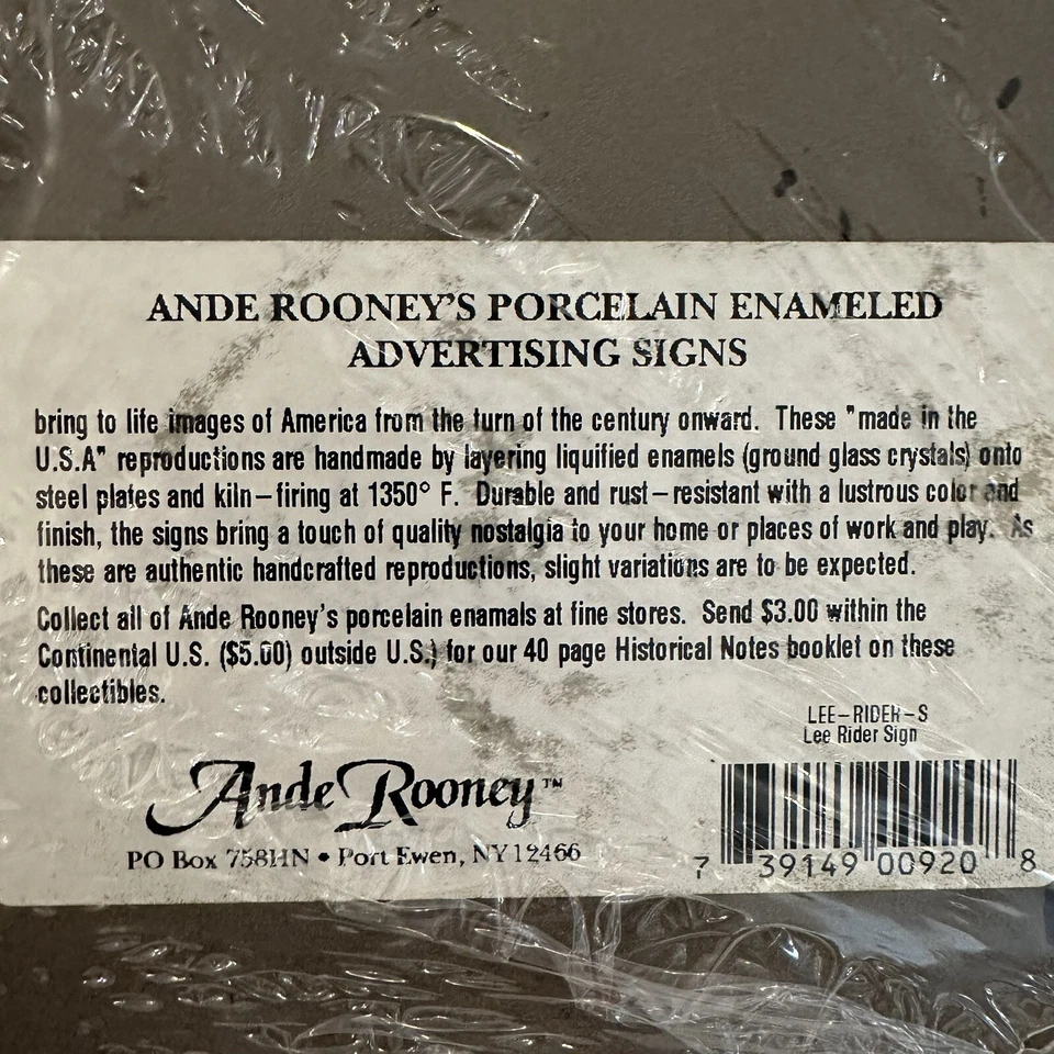 Vtg WEAR Lee RIDERS ROUND 11" METAL SIGN Cowboy Western Wear Advertising Rooney - Image 3 of 4