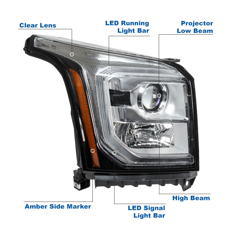 2015-19 GMC Yukon LH Driver Halogen Headlight 84564093 for sale online