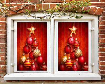 3D Kuge C101 Christmas Fenster Filmdruck Aufkleber Haften Befleckt Glas Xmas Zoe