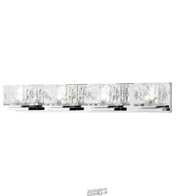 Tulianne 75-Watt Equivalent 4-Light Chrome LED Vanity Light Clear Cube Glass