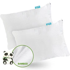Toddler Bamboo Terry Pillowcases with Zipper Waterproof 13"X18" 14"X19" 2 Pack