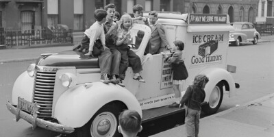 Vintage Good Humor Truck (Kids Enjoying) POSTER 24 X 18 Inches NICE! Wall Art
