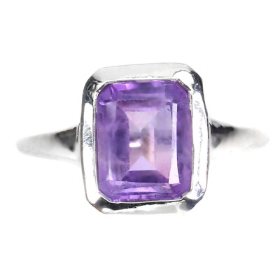925 Sterlingsilber Ring Oktagon Amethyst 9x7mm Edelstein Schmuck 6