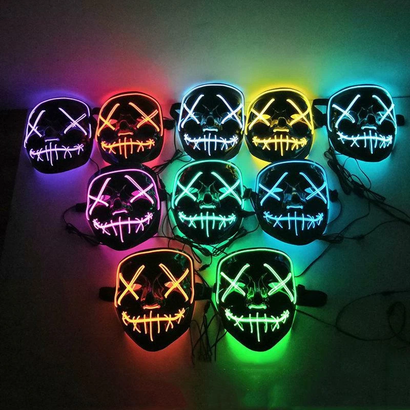 Máscara LED Halloween Clubbing Light Up Fantasia Rave Cosplay Festa Purga 3 Modos - Imagem 4 de 4