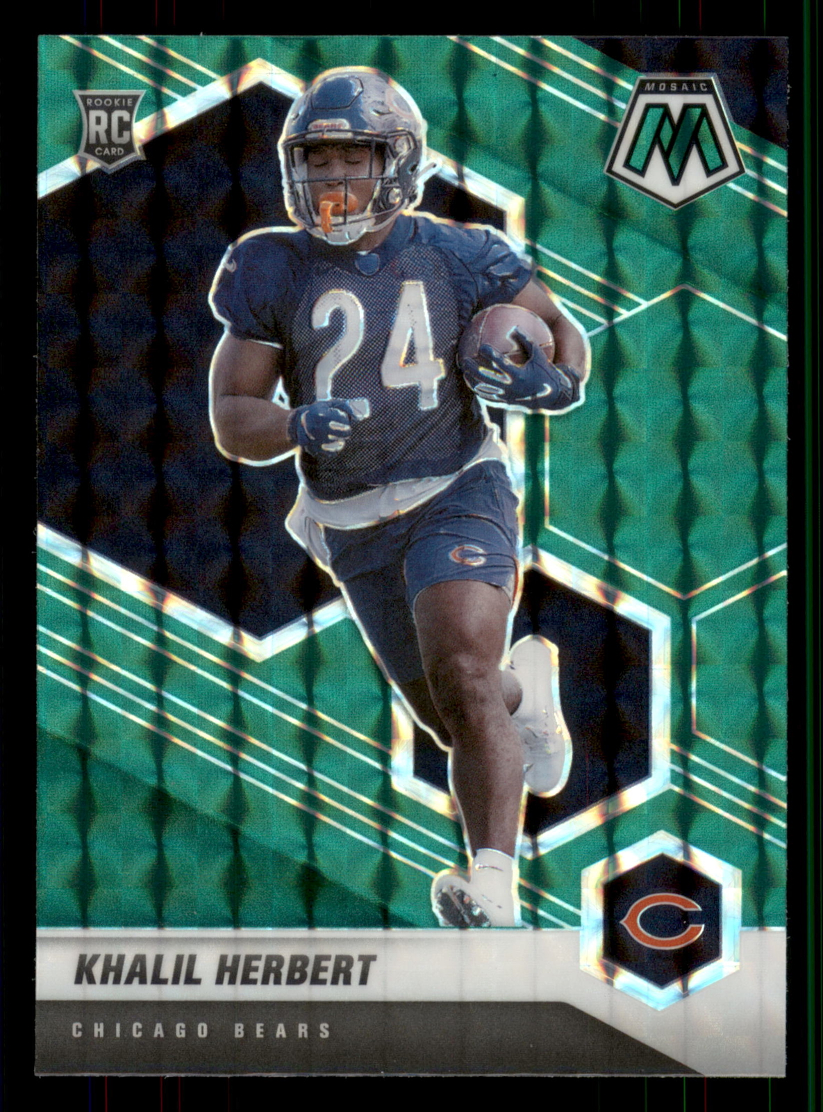 2021 Panini Mosaic Khalil Herbert #380 Green Mosaic RC Chicago Bears