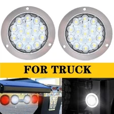 2pcs 16 LED White 4 Inch Round Backup Reverse Tail Lamp Lights For Truck Trailer