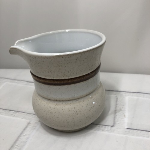 Vintage Yamaka Stoneware Sugar Bowl And Creamer Pitcher Set Brown Band Speckled - Picture 4 of 6