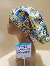 Medallion Tiles Women's Euro/Chef Surgical Scrub Hat/Cap Handmade