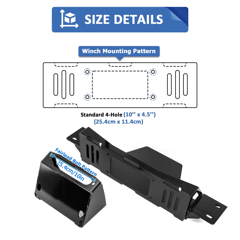 Hidden Bumper Winch Mount Plate For Chevy K1500/GMC K1500 1988-93 94 95 96 97 98 — 第 3/4 张图片