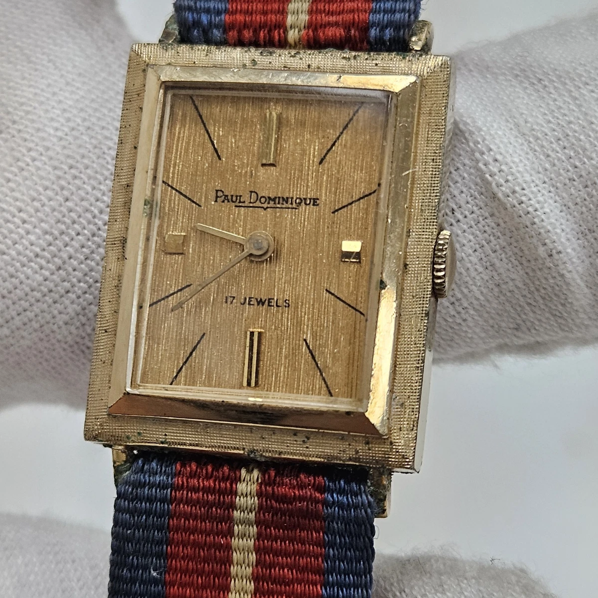 PAUL DOMINIQUE 17 Jewels Swiss Made Wind-up Gold Chain Women\'s Watch Working Dominique Wristwatches for sale | eBay main image 3