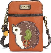 Chala Faux Leather Cellphone Crossbody Purse - Hedgehog, Orange NWT
