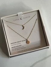 Luna Norte Moon and Druzy Quartz Necklace Set