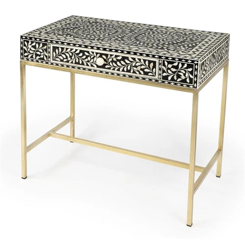 Butler Specialty Perilla Black And White Bone Inlay Writing Desk - Picture 11 of 11
