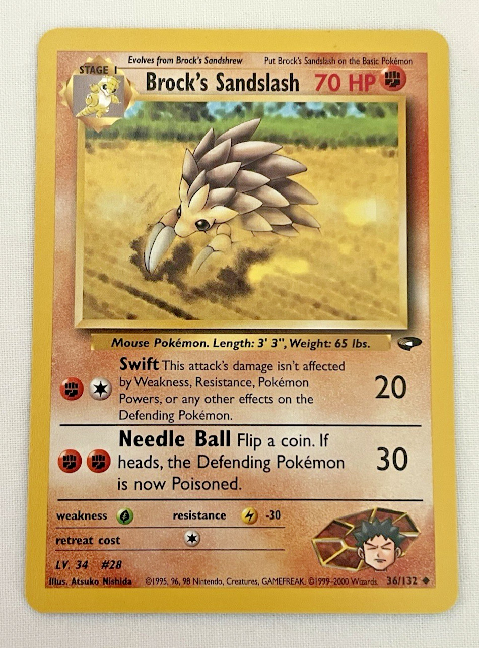 1x Brock's Sandslash 36/132 Gym Challenge Pokémon Card LP