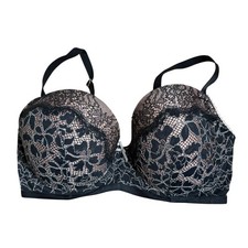 Victorias Secret Dream Angels Lined Demi Bra Black Lace Floral 32DDD Lingerie