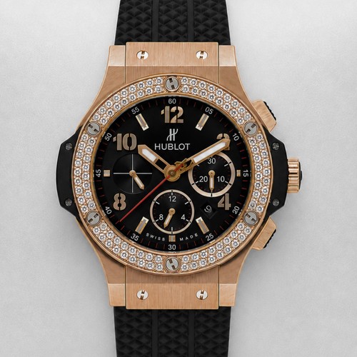 Hublot Big Bang 301PX130RX Auto 44 Black Chrono Dial/Band 18K RG Diam Bezel/Case