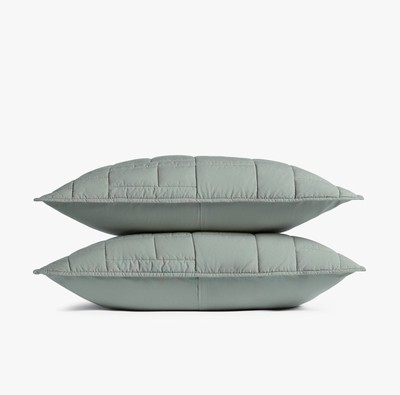 Cozy Block Quilted Sham Set King Parachute - $59 MSRP - Jade (Set of 2)