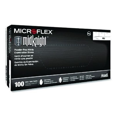 Ansell MICROFLEX Powder-Free Nitrile Gloves, XX-L, 9.6'' Long, Black, 100/Box