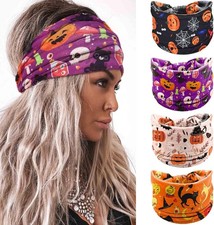 Halloween Headbands for Women Wide Knotted Head Bands Ghost Turban Non Slip