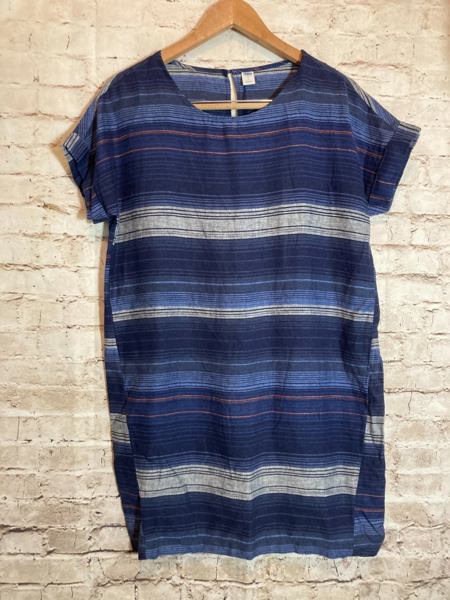 ruffle linen dress 100% Linen Striped Ruffle Placket Shirt Dress GLORIA, Mono Stripe / L main image 1