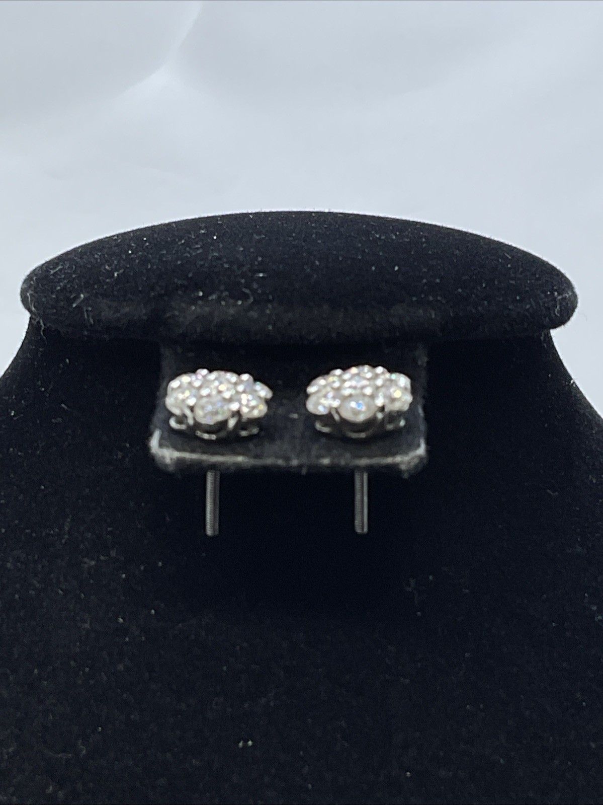 STUD Earrings Solid 925 Sterling Silver White Moi… - image 8