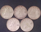1952 Canadian 80 % Silver 10 Cent Dime Coins Lot of 5 Condition Varies
