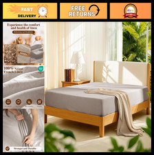 100 French Linen King Fitted Sheet - 16" Deep Pocket, Soft Breathable, Cozy A