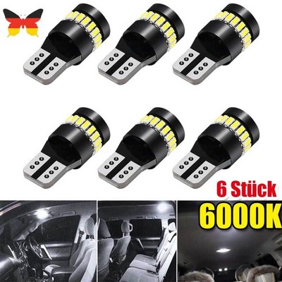 6X T10 W 5W 4SMD LED Lampen Standlicht Innenraum Glassockel Licht Weiß CANBUS