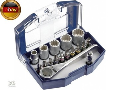 kwb Bit-Box - 17-teiliges Set mit Bits und Umschalt-Knarre - Robuste