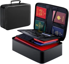 Giantluml Document Bag with Lock,Fireproof 3-Layer File Storage Case with Water-