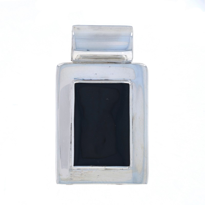 Sterling Silver Simulated Onyx Solitaire Slide Pe… - image 1