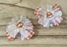 Children's Barrettes Orange Bows - A0179