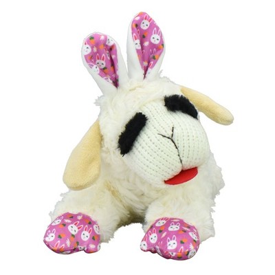 Easter Holiday Lamb Chop Medium Plush Dog Toy W/ Squeaker Pink