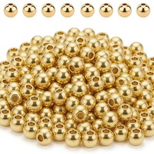 400pcs 4mm 14K Gold Beads Round Plated 4mm-400pcs, gold color