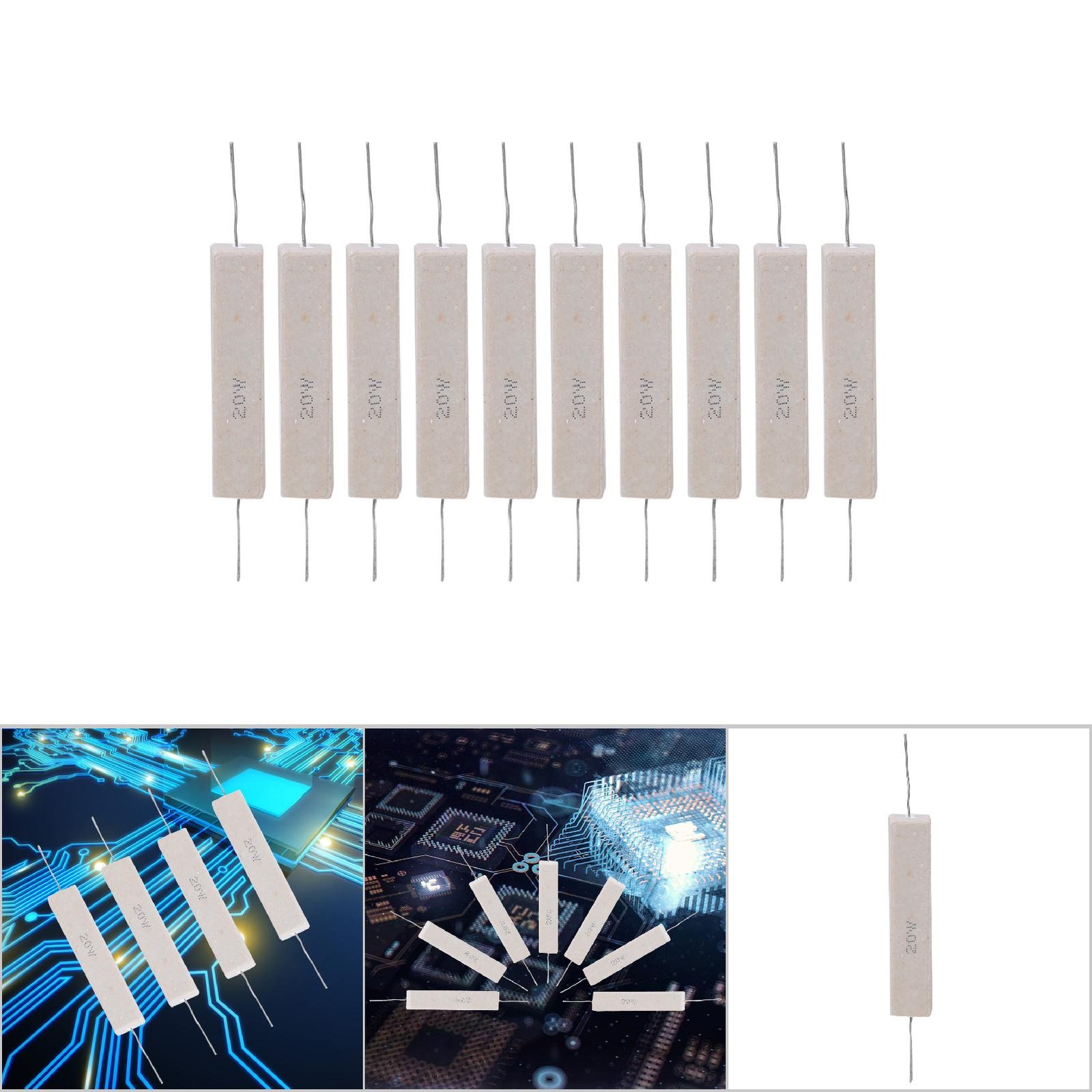 10Pcs Cement Resistor Power Resistance ±5% For Printed Circuit Board 20W(3KR)☜
