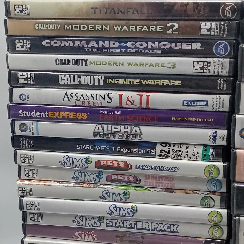 HUGE PC Video Game Lot COD WOW Sims StarCraft Quake 180 Games Untested - Image 4 of 4