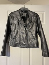 B.young Ladies Silver Grey Metallic Biker Jacket Faux Leather Uk 36 Size 8-10