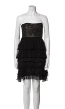 ALICE & OLIVIA black ruffle sequin strapless dress! 6
